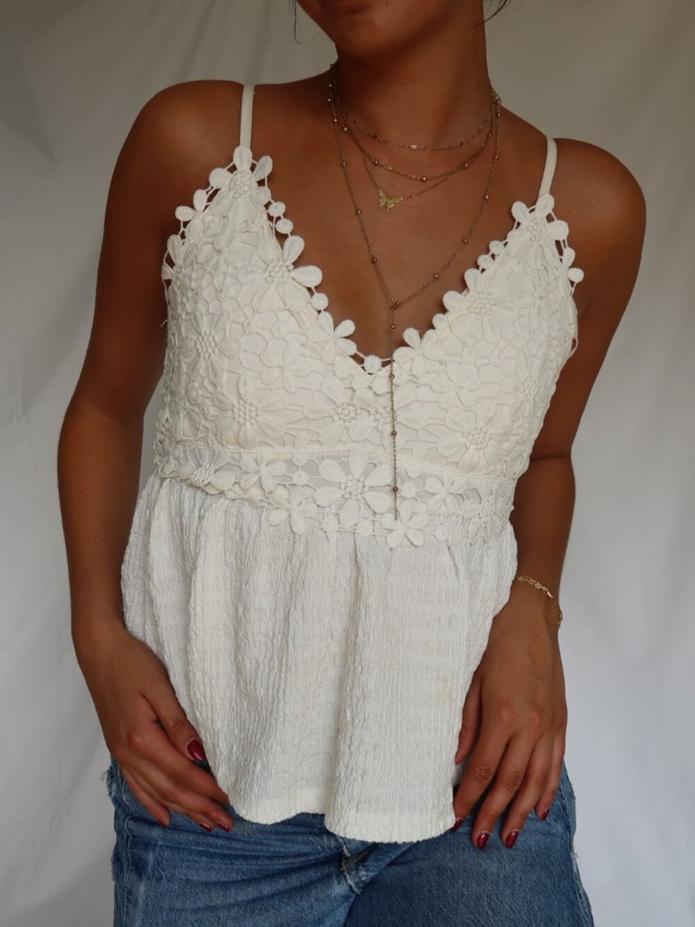 Derek heart white lace cami